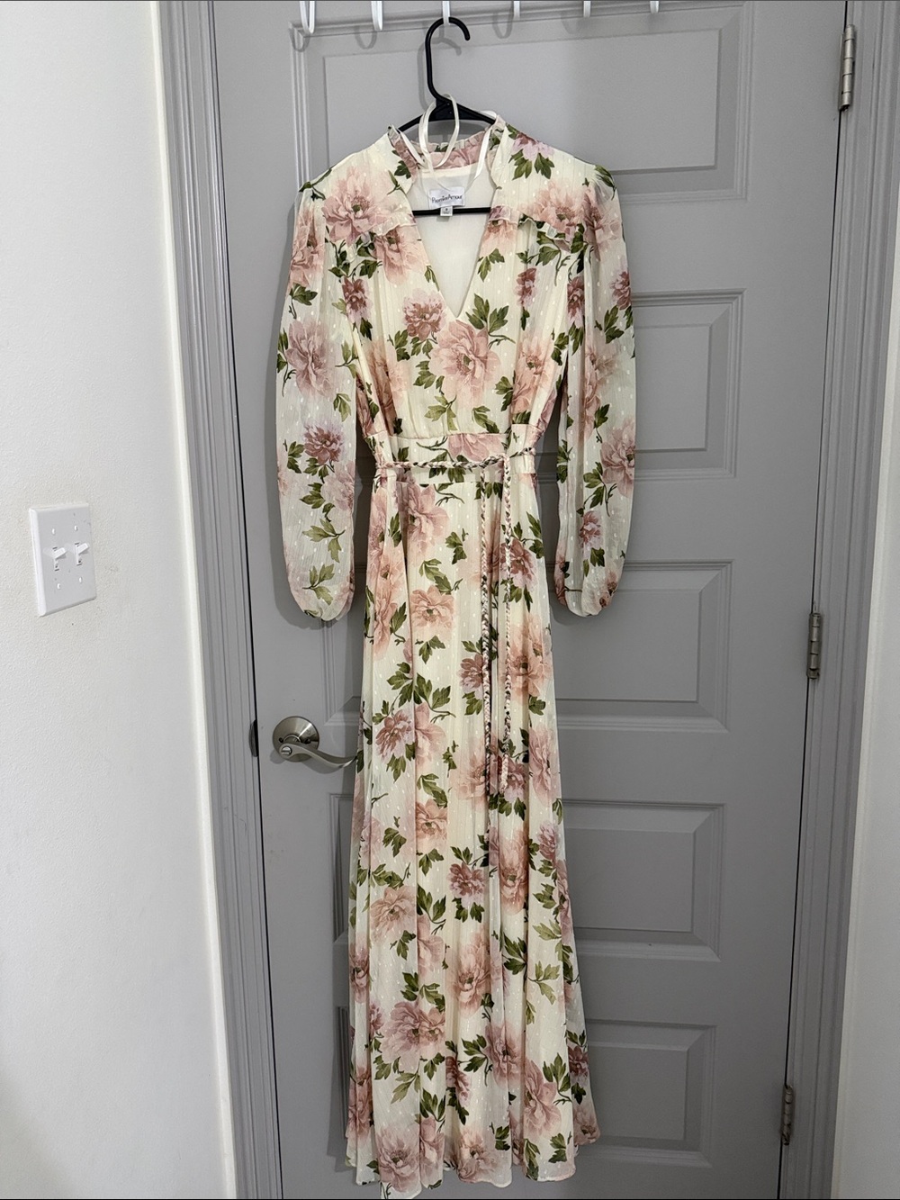 Vintage-Inspired Floral Maxi Dress - Blush Pink